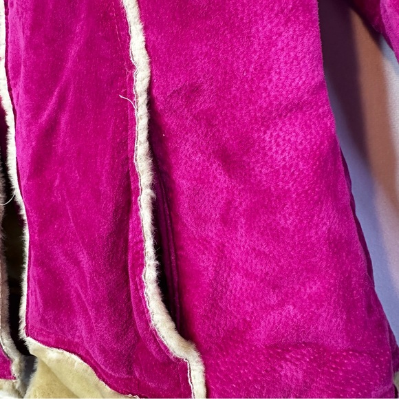 Wilsons Leather Maxima Penny Lane Coat Pink Teddy Vintage Look Faux Fur Large - Picture 6 of 11